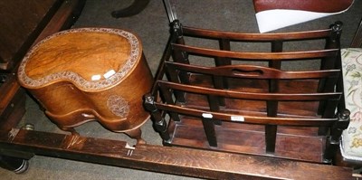 Lot 682 - Georgian-style Canterbury, stool and a kidney-shaped sewing table