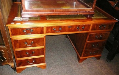 Lot 689 - Large reproduction yew wood desk