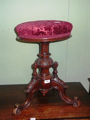 Lot 698 - Victorian walnut revolving piano stool