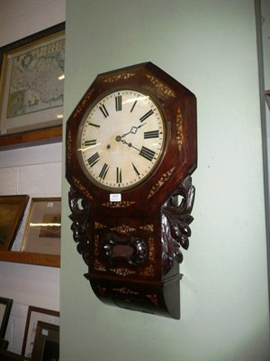 Lot 717 - A rosewood veneered and mother-of-pearl striking wall clock