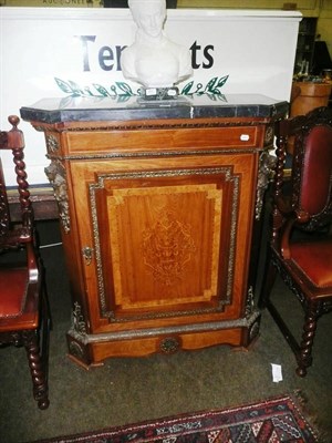 Lot 718 - A French style mahogany side cabinet with a marble top