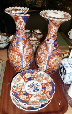 Lot 18 - Pair of Imari vases and four plates