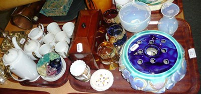 Lot 27 - A Clarice Cliff 'Bizarre' matt glaze bowl, 19th century hinged tea caddy, Venetian glass,...