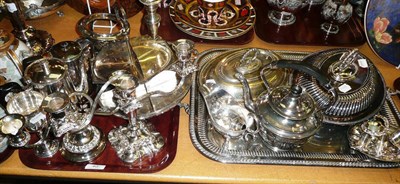 Lot 40 - A silver goblet, plated tray, entree dishes etc