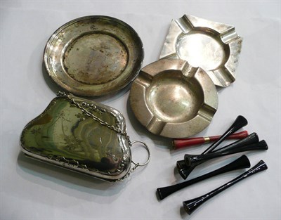 Lot 90 - Silver hinged purse, ashtrays, cheroot holders, etc