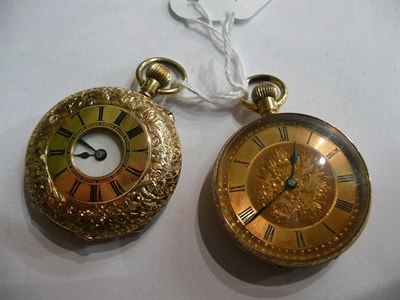 Lot 95 - Two gold lady's fob watches (2)