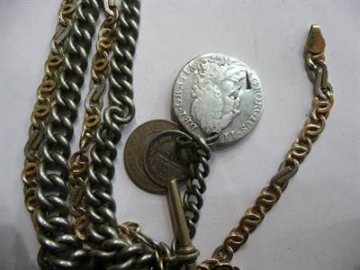 Lot 98 - A silver Albert with coin and a necklace
