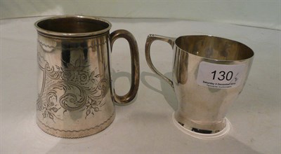 Lot 130 - Two silver mugs, 7.89 oz