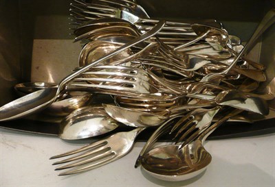 Lot 145 - Quantity of silver flatware, approximately 90oz