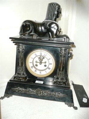 Lot 164 - A black slate mantel clock