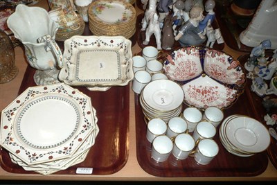 Lot 171 - A Royal Crown Derby dessert dish, a coffee set, etc on two trays