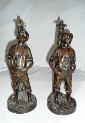 Lot 199 - Two spelter figural lamp bases