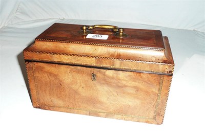 Lot 203 - A 19th century walnut three division tea caddy