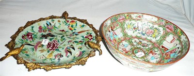 Lot 210 - Canton dish with gilt mounts and a Canton bowl