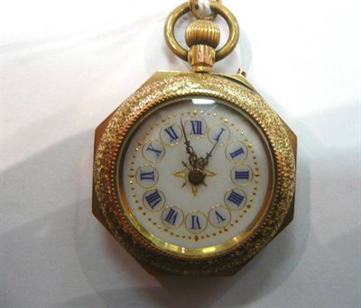 Lot 247 - A 14k Swiss lady's fob watch