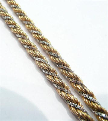 Lot 257 - A 9 carat gold yellow rope and white box link twist necklace