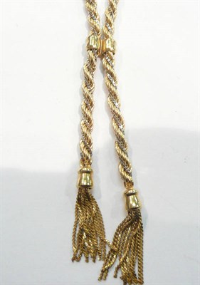 Lot 260 - A 9 carat gold yellow rope and white box link twist necklace