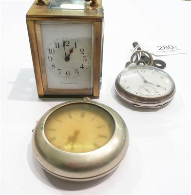 Lot 280 - A silver pocket watch retailed by J W Benson, an Omega pocket watch stamped '0.800' and a miniature