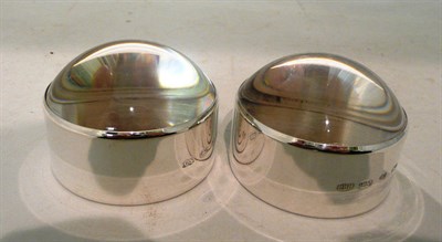 Lot 326 - A pair of silver paperweights in blue boxes