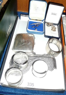 Lot 335 - Hinged bangle, chain mail purse, silver cigarette case, jewellery, etc