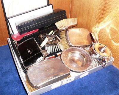 Lot 338 - Quantity of silver dressing table pieces, flatware, etc