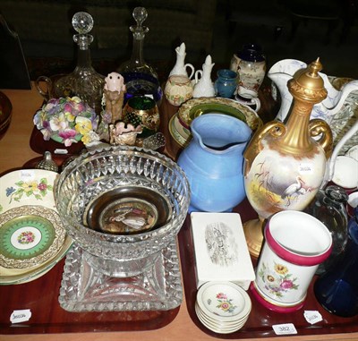 Lot 382 - Four trays of glass ware and ceramics including a pot lid on four trays