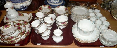 Lot 390 - Three trays including Royal Albert 'Old Country Roses' tea wares and Doulton Burslam part...