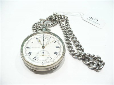 Lot 401 - A silver fob chain and a plated pocket watch