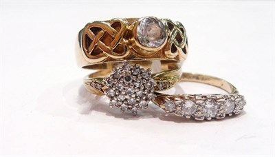 Lot 411 - Three 9 carat gold rings