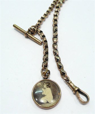 Lot 446 - A fancy link chain with picture locket