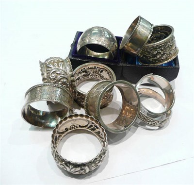 Lot 463 - Ten assorted silver napkin rings