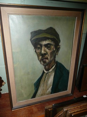 Lot 513 - An oil on canvas of a working man signed Luther