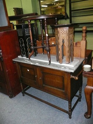 Lot 551 - Marble top wash stand, Victorian occasional table and two Persian style tables