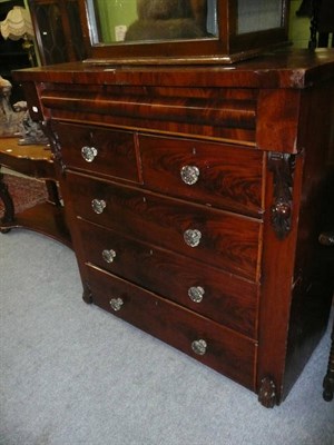 Lot 552 - Victorian carved mahogany dressing table and a Victorian mahogany five height chest (lacking feet)