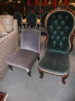 Lot 586 - Button back chair and a nursing chair