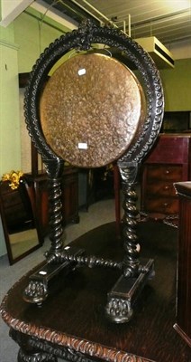 Lot 596 - Victorian carved oak gong on stand