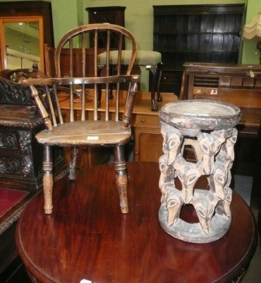 Lot 606 - Bamileke Cameroon wood stool and child's chair (a.f.)