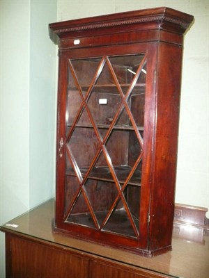 Lot 618 - Mahogany glazed hanging corner cupboard