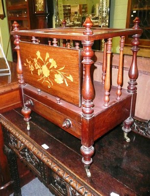 Lot 629 - A Victorian mahogany, rosewood and floral marquetry three-division Canterbury, late 19th...