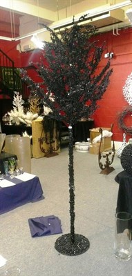 Lot 1030 - Decorations including, Three large black wire and polystyrene trees