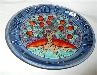 Lot 19 - V & A Poole Pottery charger 'A Thing of Beauty is a Joy Forever' 'The Tree of Life' no. 191/500
