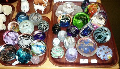 Lot 32 - Collection of paperweights including Caithness, Strathearn, etc (on two trays)