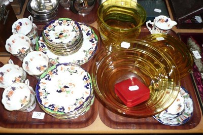 Lot 52 - A Whitefriars yellow glass bowl, two other pieces of yellow glass, a tea service, an ironstone...