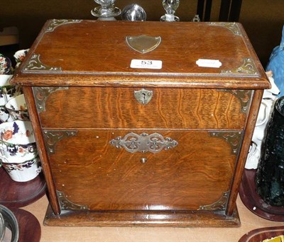 Lot 53 - An oak brass mounted correspondence box