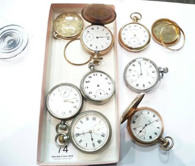 Lot 74 - Eight plated pocket watches