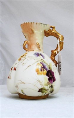 Lot 106 - Worcester blush ivory jug with pansies