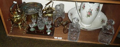 Lot 126 - Quantity of brassware, glassware and a jug and basin set