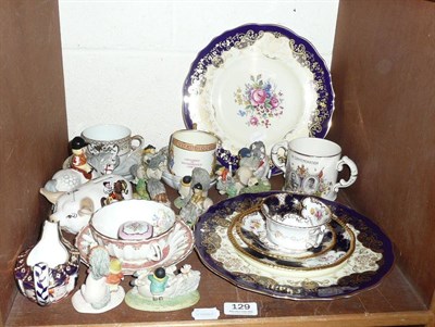 Lot 129 - A pair of Cauldon plates, Thelwell ornaments, etc