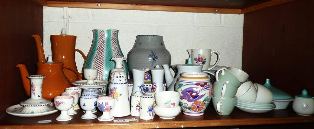 Lot 134 - Assorted Poole pottery vases, jugs, teawares etc