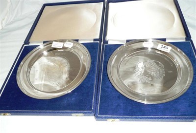 Lot 140 - Two silver commemorative plaques, 24oz approximate weight (2)